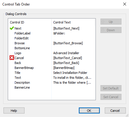 Control Tab Order Dialog