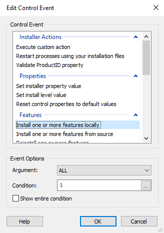 Edit Control Event Dialog