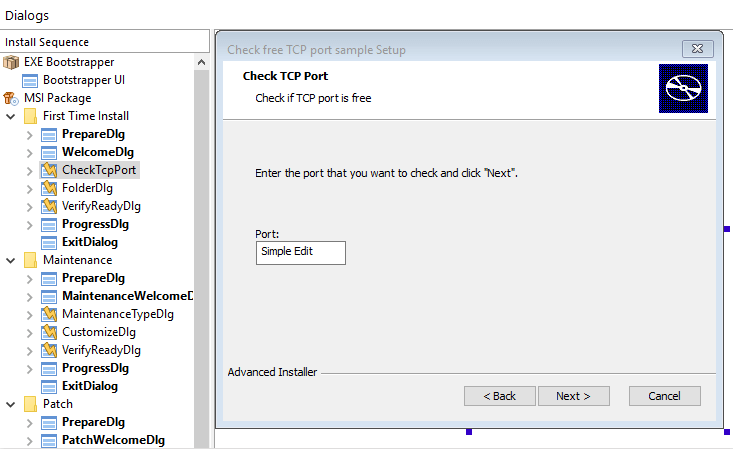 CheckFreeTCPPort dialog CheckFreeTCPPort dialog