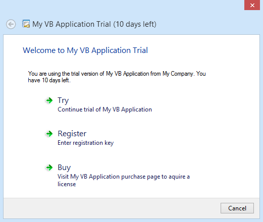 Trial messages on Windows Vista or above