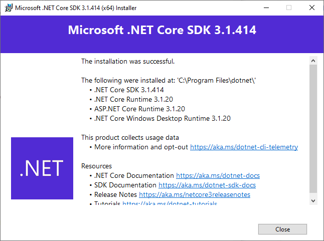 MS .net Core 3.1.414 installed.PNG
