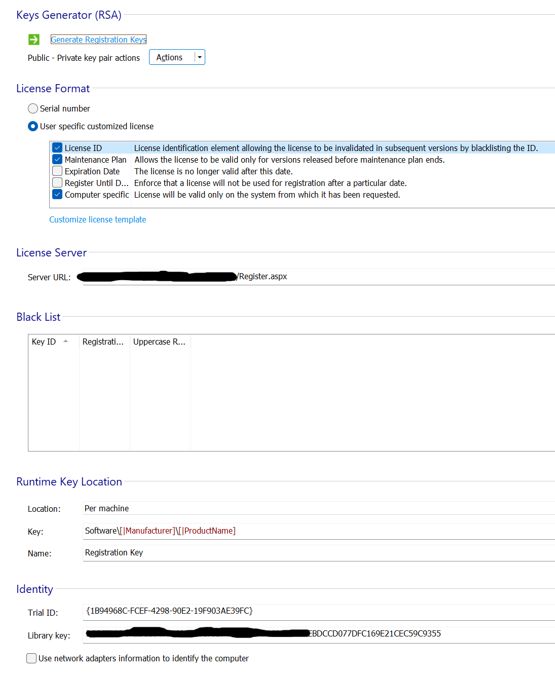 AI Registration settings