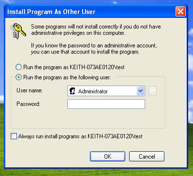 Admin User Dialog