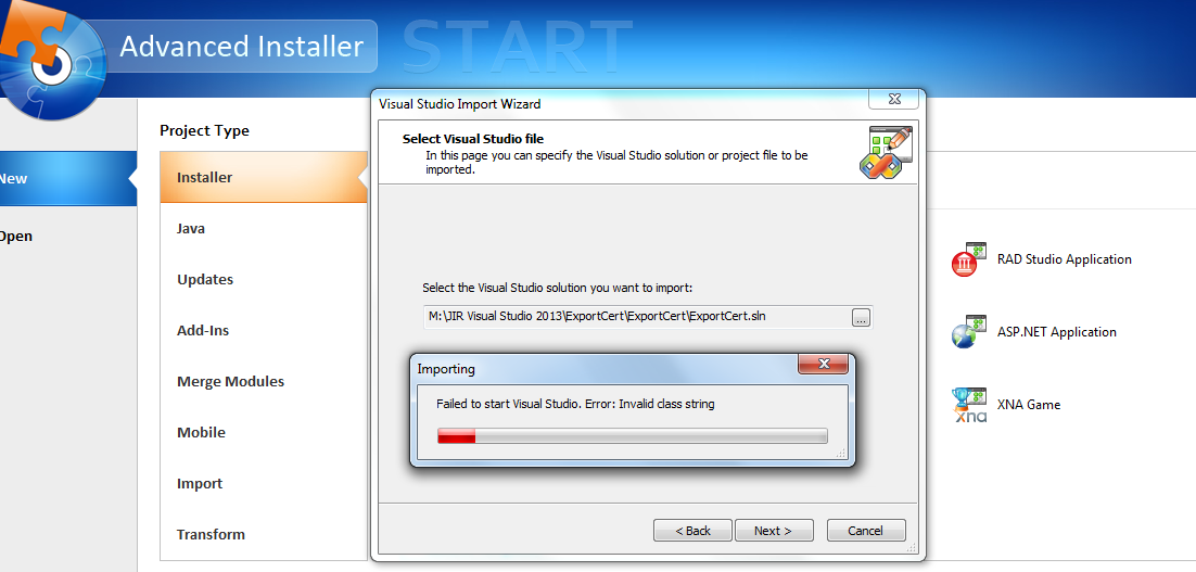 Error message