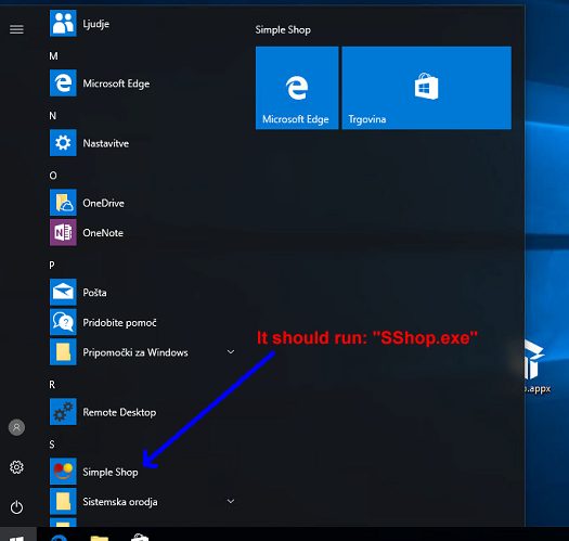 We want to run file &quot;SShop.exe&quot;.