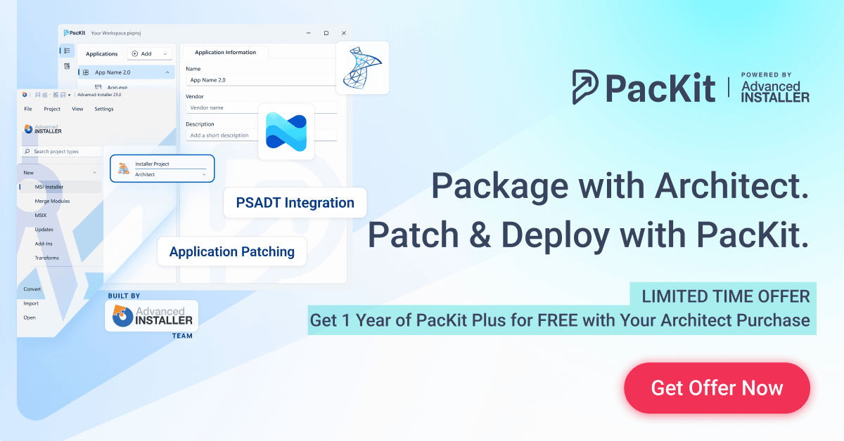 Advanced Installer & PacKit in Architect Bundle Plan