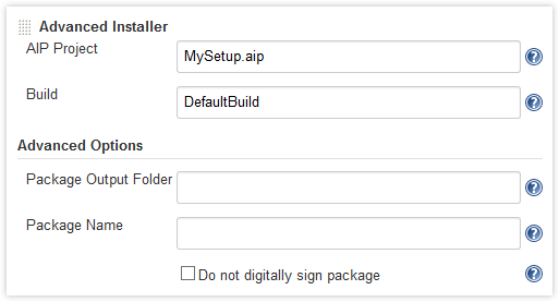 Advanced Installer - Jenkins Job Options Advanced Installer - Jenkins Job Options