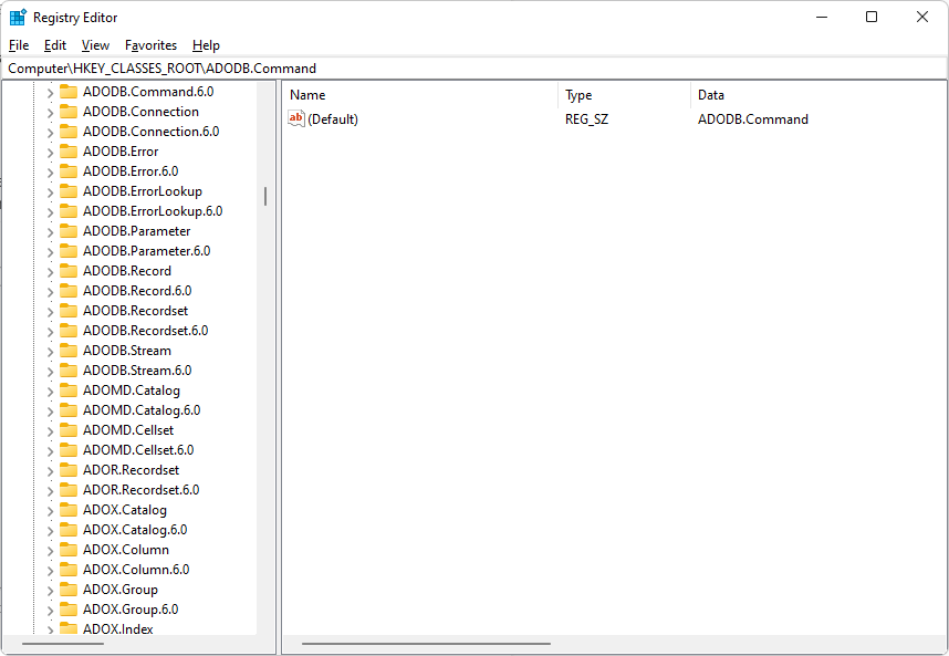 COM Information in HKEY_CLASSES_ROOT Registry COM Information in HKEY_CLASSES_ROOT Registry