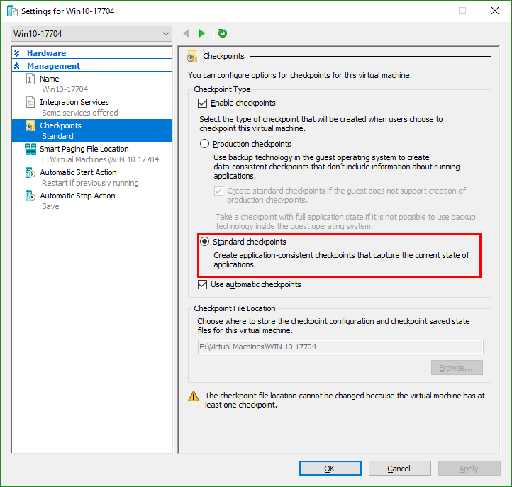 Hyper-V Settings Hyper-V Settings