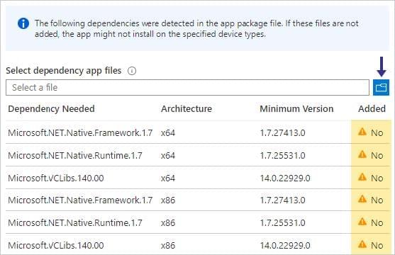 Uploading an MSIX package to Intune automatically detects dependencies 