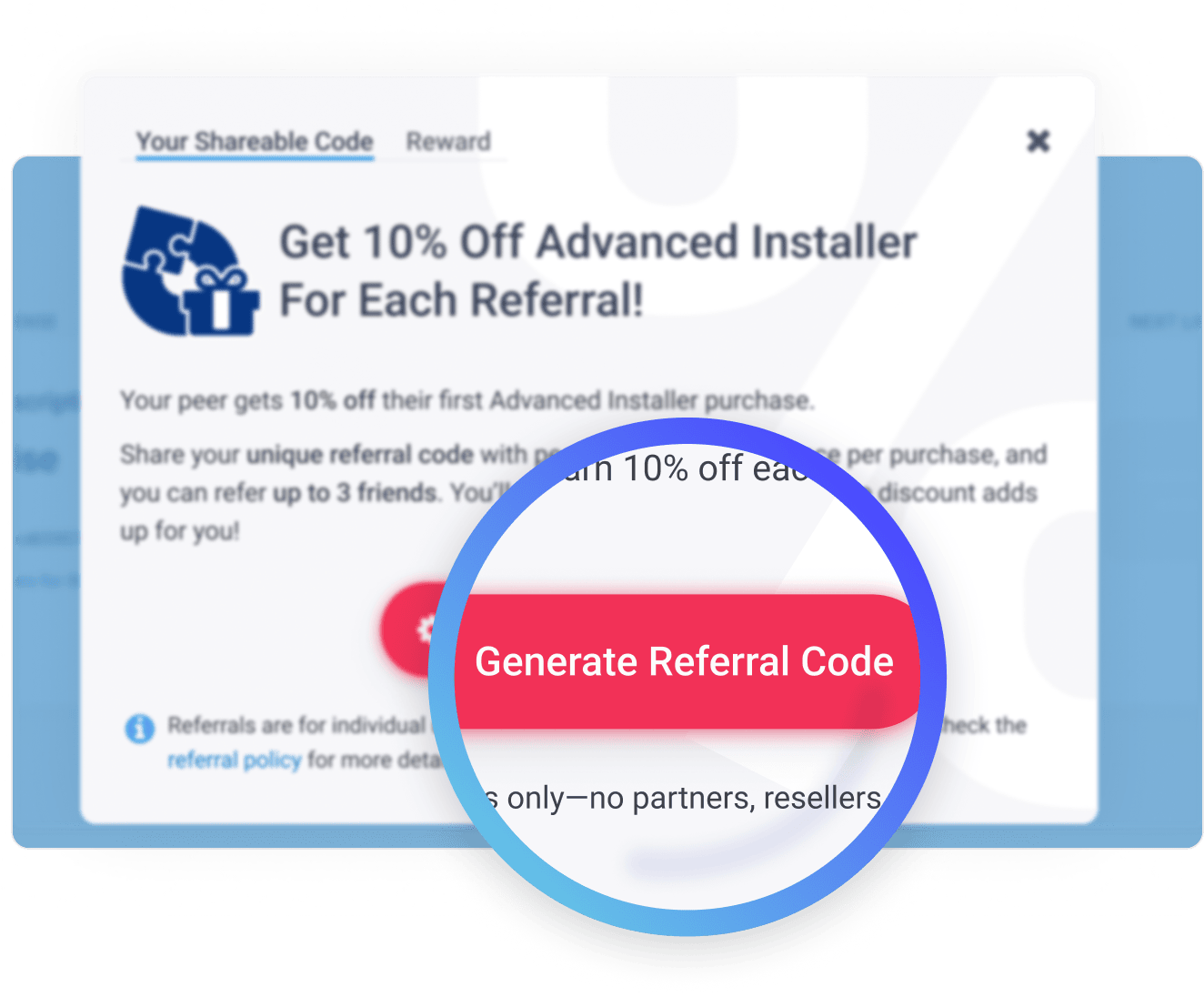 Step 3 - Generate your unique referral code